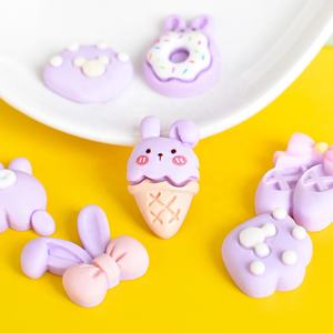 Cabujones de resina de conejo kawaii de base plana, dijes de dibujos animados para slime, manualidades, fundas de teléfono, pinzas para el pelo, joyería, llaveros y adornos en miniatura - Product Image 4