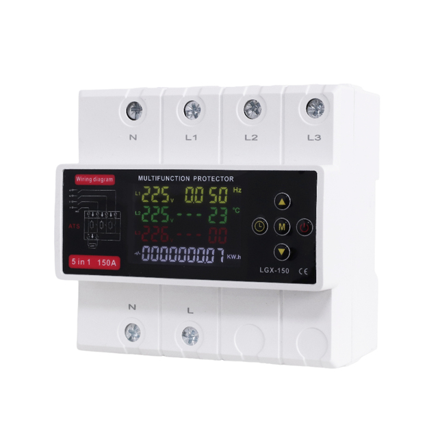 New Automatic Transfer Switch 80-150A 5-in-1 Single-Phase AC ATS LCD Digital Adjustable 50Hz Relay Voltage Stabilizer