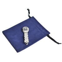 Sacs cadeaux en tissu personnalisés avec logo en relief, en daim violet foncé, pour bijoux et montres, vente en gros