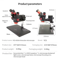 YCS 6558X Ultra HD Trinocular Microscope With 4K CameraLarge Base 6.5-58 Zoom for Mobile Phone PCB Welding Microscope Tools Set