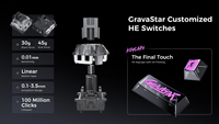 Clavier de jeu filaire GravaStar Mercury V75 Lite 75% à effet Hall 8K Hz 0,01 mm RT RGB Hot Swappable pour PC Esports