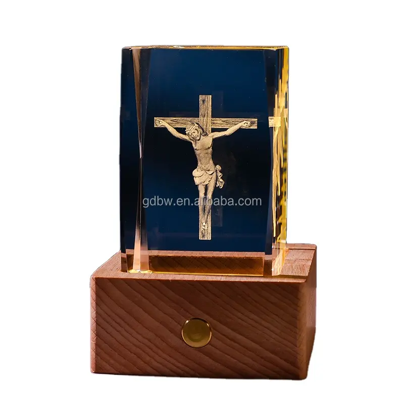 Tôn Giáo Thánh Cha Chúa Giêsu Thánh Giá Pha Lê Thủy Tinh Cube Quà Lưu Niệm 3D Khắc Pha Lê Pha Lê 3D Khắc Ảnh Bên Trong