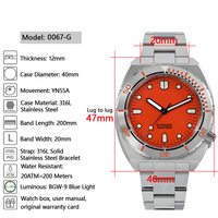Diver 40mm Montre de plongée mécanique automatique de luxe pour hommes Saphir 20 Bar Lunette lumineuse BGW-9 en acier inoxydable 30mm Pointeur 20 Bar