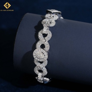 สร้อยข้อมือแบบโซ่คลิปหนีบกระดาษประดับเพชรโมอิสซาไนต์ทรงแฟนซี เงินแท้ 925 ชุบโรเดียม ได้รับการรับรองจาก GRA ดีไซน์เรขาคณิต หรูหรา สำหรับทั้งชายและหญิง - Product Image 5