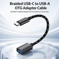 Adaptador OTG Tipo-C a USB 3.0, Cable Corto Mini con Trenzado de Nailon, Transferencia de Datos de Alta Velocidad para Teléfonos Inteligentes