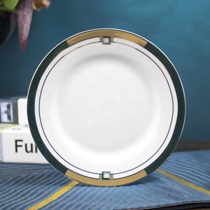 Fourniture directe d'usine ensembles d'assiettes à bas prix vaisselle vert foncé fantaisie or brillant design exquis vaisselle en porcelaine - Product Image 6