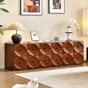 Vintage Retro Wooden <strong>Side</strong> Cabinet with Diamond - Shaped <strong>Drawers</strong> Stylish Home Storage Furniture for Living Room - Product Image 1