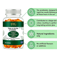 Gummies OEM au bêta-carotène, à la lutéine et au zinc pour le bronzage, favorisant l'éclat de la peau et la synthèse de la mélanine, saveur tropicale naturelle, en vrac, personnalisables
