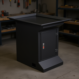 Banco universal para taladros y fresadoras con gabinete de almacenamiento y toma de corriente - Product Image 3