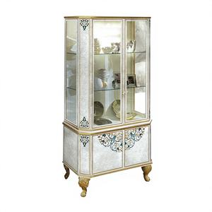 Nuevo Mueble para Vinos Estilo Villa Italiana BISINI, Madera Maciza Tallada, Incrustaciones de Parquet con Conchas Exquisitas, 2 Puertas, Vitrina - Product Image 1