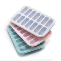 Moule à glaçons en silicone personnalisé, 14 cavités, silicone de qualité alimentaire, moule à glaçons en silicone fait maison avec un couvercle
