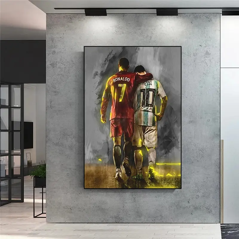 Soccer Stars Posters And Prints Ronaldo Messi Portrait Canvas Graffiti Picture pop art canvas decorative painting