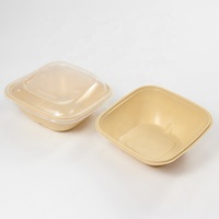 Bol de nourriture carré de 32 oz assiettes jetables à emporter récipient en plastique carré avec couvercle récipient jetable