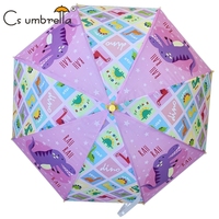 Parapluie Dinosaure pour Enfants YS-6016, Parapluie pour Enfants en POE de 19 Pouces, Couleur Assortie, Poignée en J avec Sifflet, Parapluie en POE pour Enfants