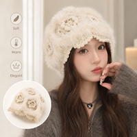 Chapeau bob en fausse fourrure de lapin pour femme, chaud et doux, style danse du lion, tricoté, effet amincissant pour le visage, pour grandes têtes, vente en gros
