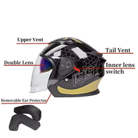 Nouveau ABS unisexe demi-visage casque moto pour adultes équitation casques de moto Double lentille Crash ABS casque