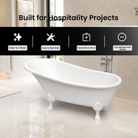 Baignoire autoportante en surface solide moderne avec forme ergonomique pour projets hôteliers, complexes hôteliers, appartements de luxe et villas