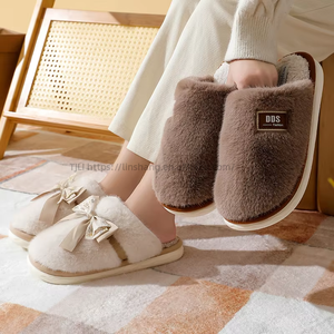 Wholesale Brand New Spring Cotton for <b>Slippers</b> Winter Lace Bow Lightweight Soft Home Use Embroidered Logo Non-Slip Fast Shipping - Product Image 4