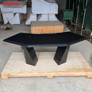Escritorio Ejecutivo de Superficie Sólida Negra con Forma Única, Mesas de Oficina Modernas para Sala VIP - Product Image 2
