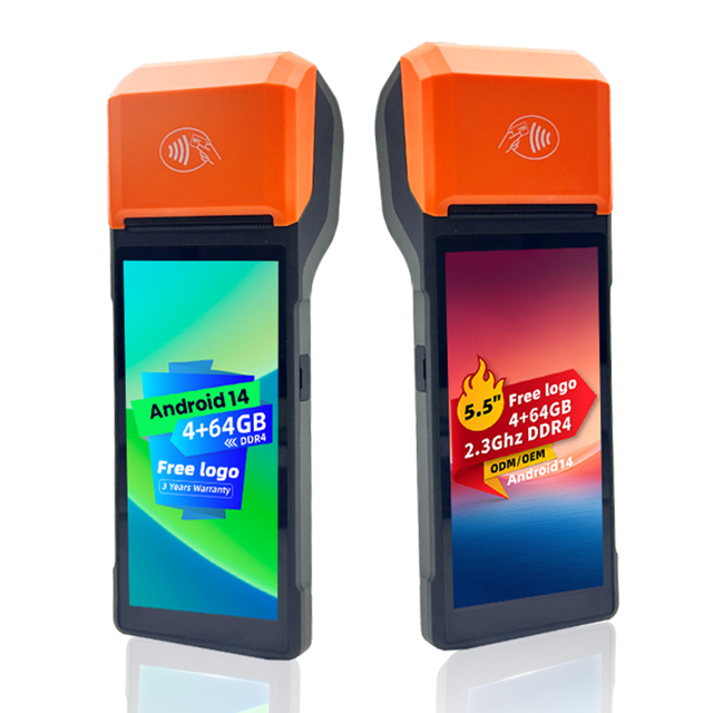 Hot Selling 4G 3+32GB Mobile POS GSM 5.5" Handheld Android 14 POS Machine NFC Card Reader 80mm Thermal Printer 8-Core HD Display