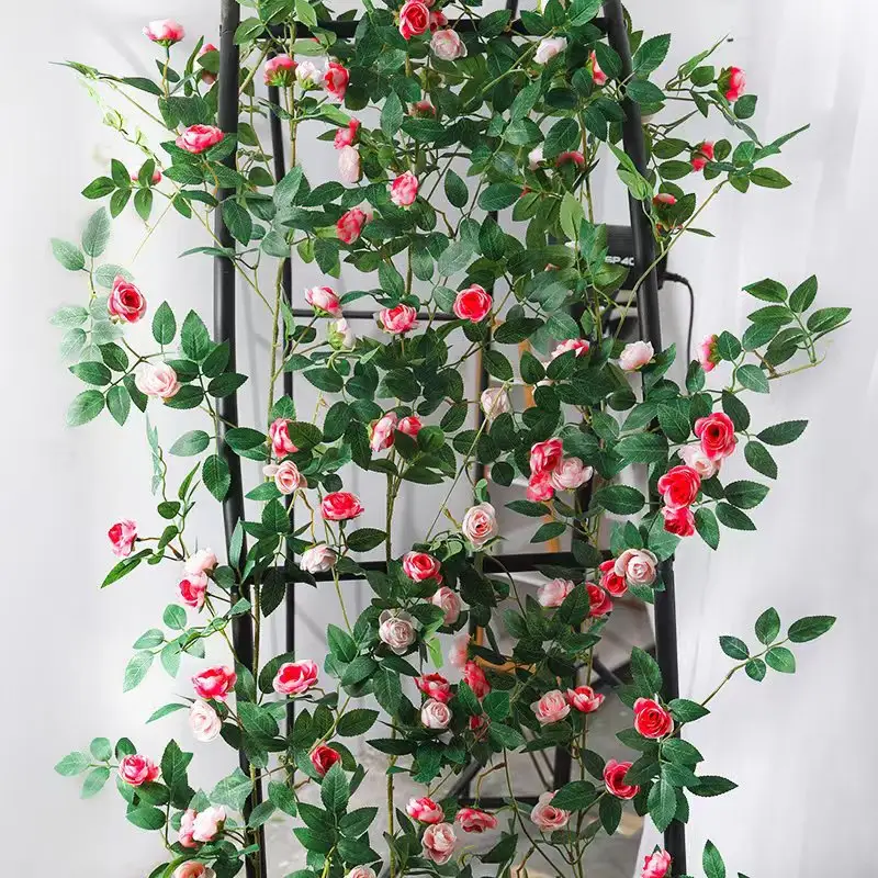 Wholesale Price Artificial Flower Plants Green Lvy Leaves Flowers Rose Vine For Car Decoration