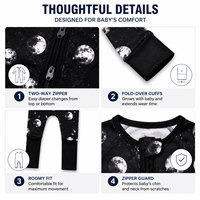 Pyjama bébé en bambou respirant personnalisé à manches longues avec fermeture éclair pour nouveau-né et enfant