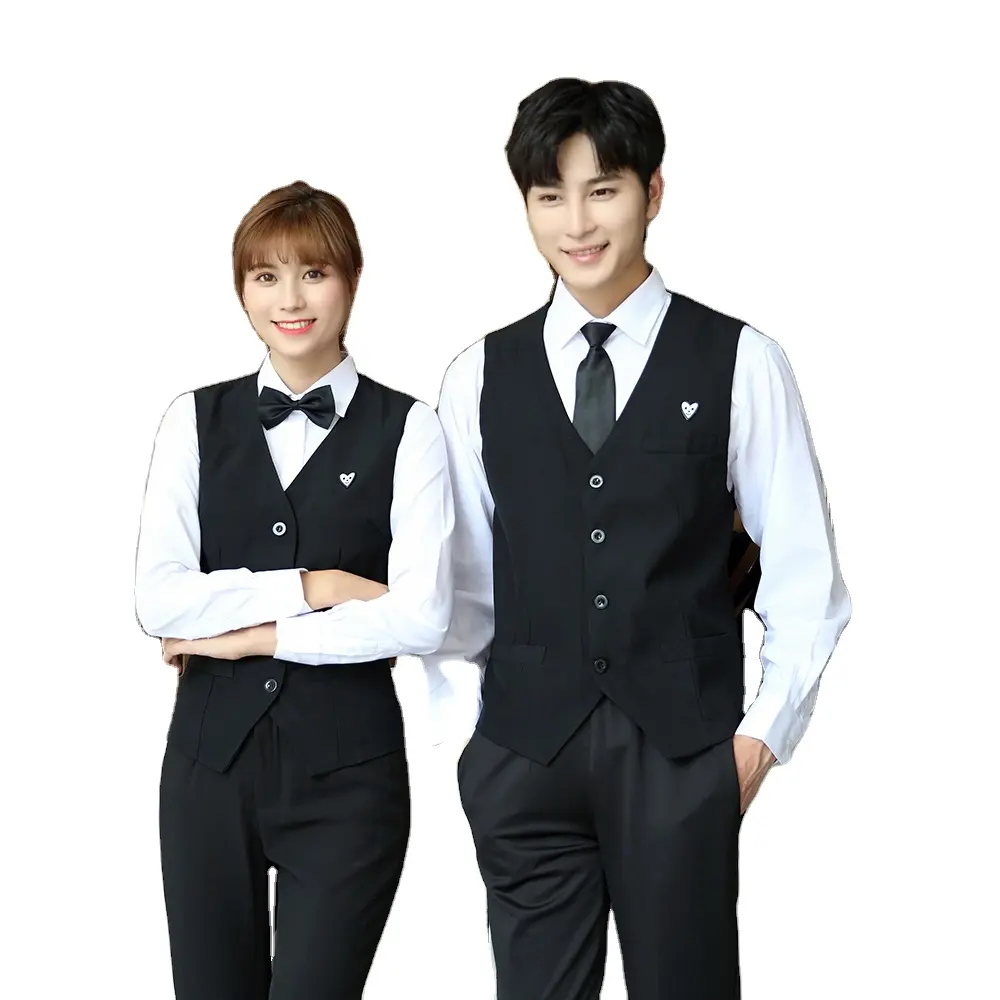 Herren-und Damen restaurant Arbeits kleidung benutzer definierte Langarm hemden einfarbige Hotel büro Kellnerin Uniform