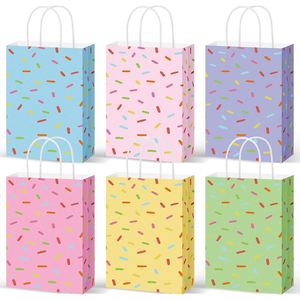 Sacs cadeaux en papier à thème beignets et glaces avec poignées pour anniversaire, mariage, Noël, fête prénatale - Product Image 1