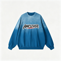 Sweat-shirt pour homme AMLClever, col rond, 360 g/m², 100 % coton, pull à capuche unisexe, lavage à l'acide, sweat-shirt surdimensionné, logo personnalisé DTG DTF, OEM