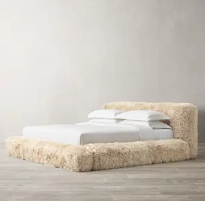Sassanid-cama de plataforma de piel de oveja OEM, productos posmodernos de lujo para dormitorio, Yeti
