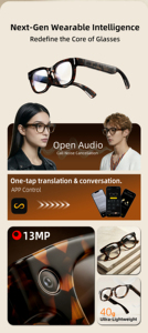 Gafas Inteligentes con IA G600Pro, Cámara de 13MP, Video HD 1080P, Grabación EIS, Vlog POV, Asistente de <span class=keywords><strong>Voz</strong></span> Luma, Traductor Multilingüe - Product Image 2