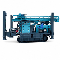 Machine de forage de puits d'eau HDL-350 sur chenilles en acier, treuil double usage (air/eau), machine de soudage électrique, échelle de 6,6 m de portée