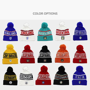 Euro Football Club Factory Direct Hip Hop Custom logo prodotto invernale intero Jacquard nuovo maglia Pom Pom Beanie cappelli freddi - Product Image 2