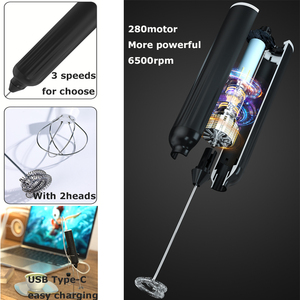 Batidora de Mano Portátil Recargable USB C, Espumador de Leche, Acero Inoxidable, Carcasa de ABS, Control por Botón, Uso Doméstico, Un Solo Clic - Product Image 4
