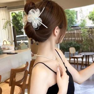 Élégante pince à cheveux en maille avec nœud et strass, style coréen, fleurs, pinces à cheveux pour femmes et filles - Product Image 2