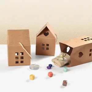 Hot Sale Hochzeits bevorzugung Kleine Süßigkeiten Geschenk box Hausform Cookie Candy Geschenk verpackungs boxen mit Griff