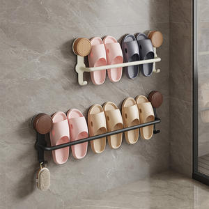 Toallero Metálico Minimalista con Montaje por Succión, Estante Organizador para Baño con Ganchos, Barra de 10m - Product Image 1