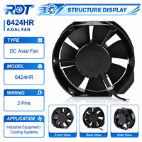 Ventilateur axial 6424HR DC 24V 172mm 480m³/h à roulement à billes haute vitesse pour remplacement de ventilation de module onduleur et armoire