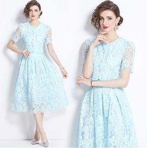 Estate nuova moda donna Set manica <span class=keywords><strong>corta</strong></span> camicia di <span class=keywords><strong>pizzo</strong></span> + mezza gonna Set due pezzi - Product Image 2