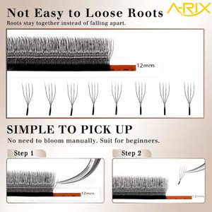 ขนตาปลอม A-RIX Professional รูปทรงตัวยู แบบกำมะหยี่ 2D 3D 4D 5D แบบพัดสำเร็จรูป นุ่มด้าน สีแมทท์ ขนมิงค์เทียม ขายส่ง - Product Image 2