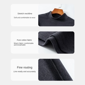 Autunno inverno uomo Slim Fit intimo termico personalizzato tinta unita mezza maglia a collo alto ampia <span class=keywords><strong>felpa</strong></span> con cappuccio - Product Image 2