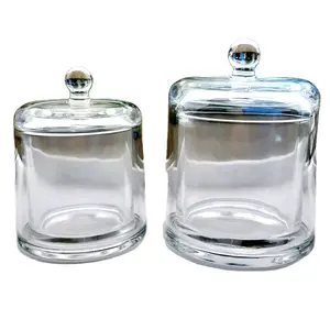 علبة عرض على الطاولة مجموعتين من أكواب الشمع الزجاجية مع برطمان زجاجي شفاف على شكل قبة Cloche