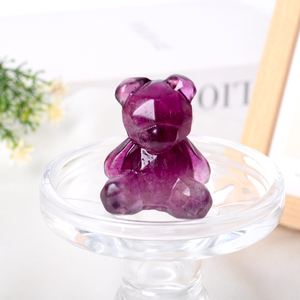งานฝีมือแกะสลักหินฟลูออไรต์ธรรมชาติรูปหมีสำหรับตกแต่ง - Product Image 6