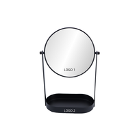 Table de toilette économique noire double face avec miroir et plateau, station de maquillage décorative avec loupe, design côtier