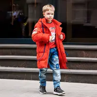 Stilnyashka品質の子供用ジャケット冬のミドル丈の男の子の子供用ジャケットフード付きの赤い厚い女の子のジャケット