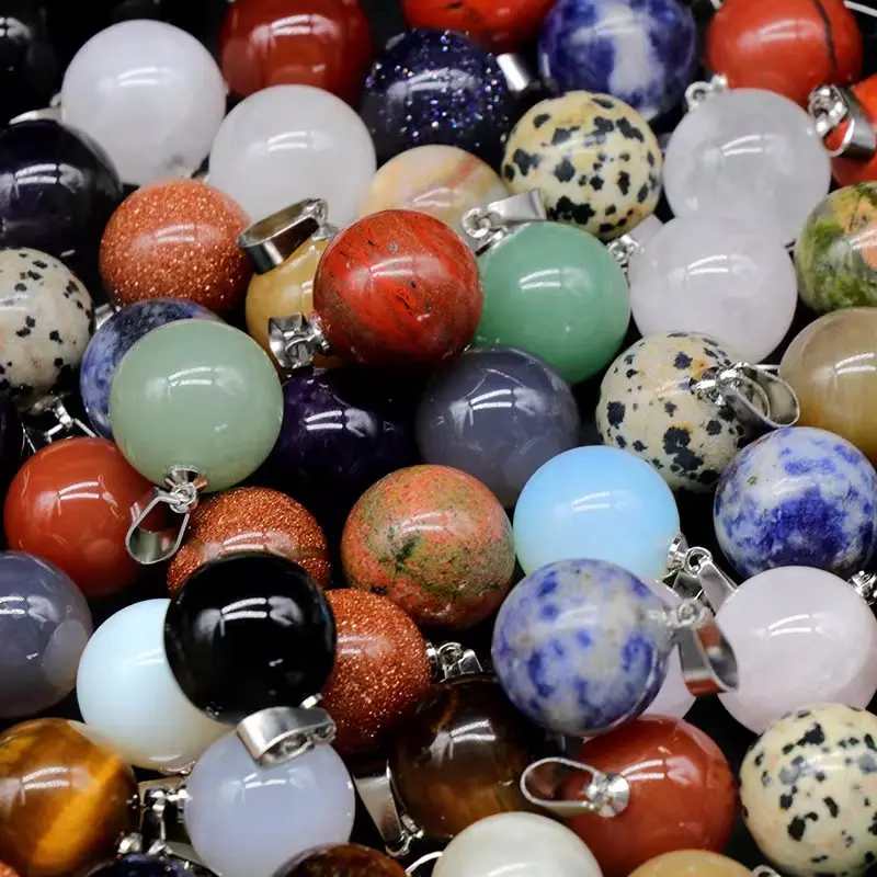 Bola de piedras preciosas hecha a mano colgante collar piedra de cristal Natural DIY cuentas colgante para joyería hacer encanto