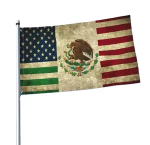 3x 5英尺墨西哥美国友谊旗美国国旗花园庭院横幅户外装饰美国标志