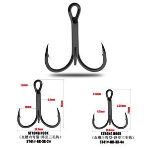 14 #-3/<span class=keywords><strong>0</strong></span> # Appâts de pêche <span class=keywords><strong>3X</strong></span> Strong ST41 Black Nickel Blood Tank Treble Hook Anchor Fish Hook avec Barb - Product Image 2