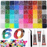 Boîte personnalisable BIN, 40 compartiments, 40 couleurs, kit de strass éblouissants, 40K pièces de strass en résine de 3 mm à dos plat pour décoration d'ongles DIY