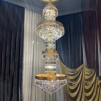 Lustre suspendu moderne de luxe à LED pour escalier, villa, hall d'hôtel, cristal transparent, luminaire suspendu pour hall d'hôtel et escalier